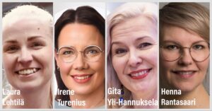 Panelistit: Laura Lehtilä, Irene Turenius, Henna Rantasaari, Gita Yli-Hannuksela ja Henna Rantasaari - koostekuva kasvoista